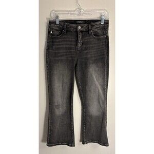 LIVERPOOL Los Angeles The Crop Flare Jeans Women 27/4 Black Stretch Dark Denim